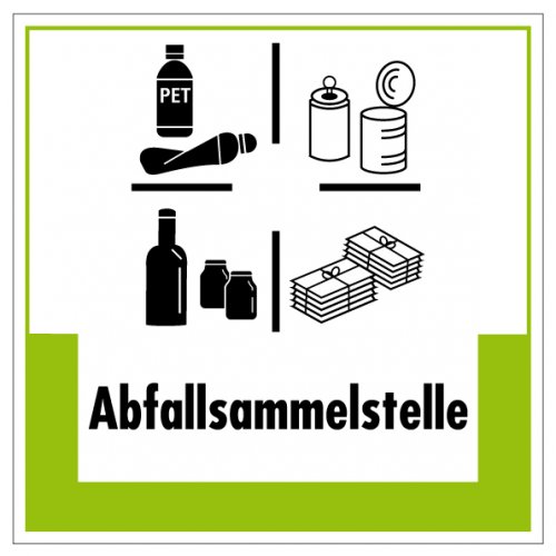 Aufkleber Abfallkennzeichnung "Abfallsammelstelle" Schild Folie, grün | 5-40cm