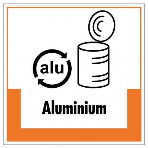 Aufkleber Abfallkennzeichnung "Aluminium" Recyling Schild Folie, orange | 5-40cm