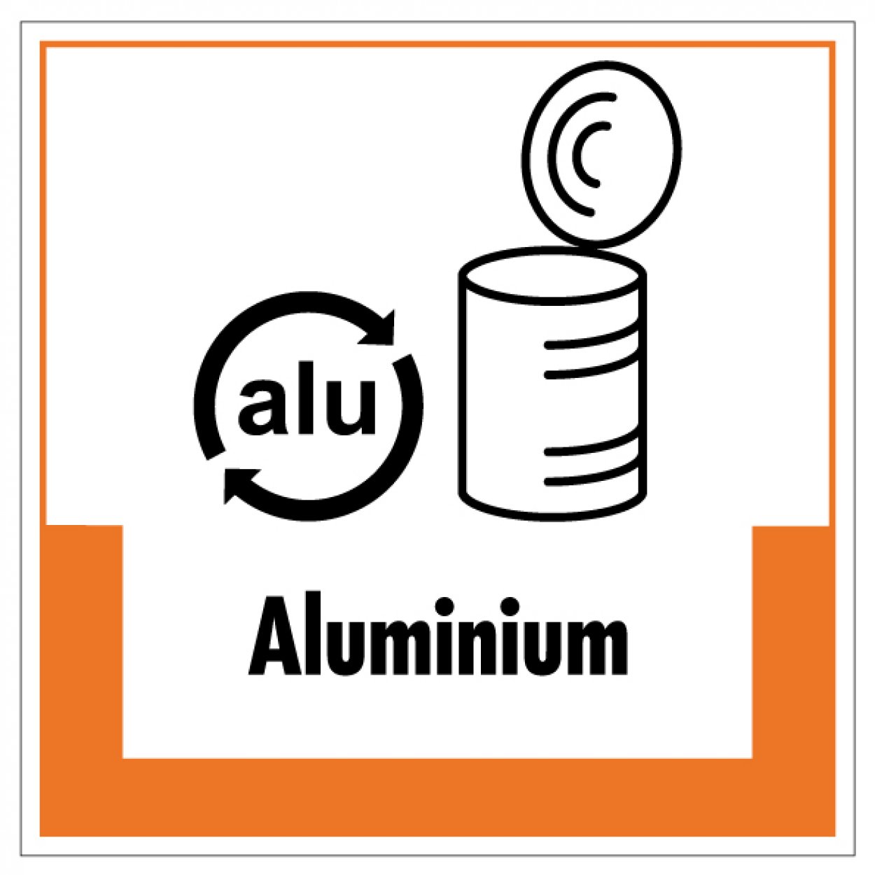 Aufkleber Abfallkennzeichnung "Aluminium" Recyling Schild Folie, orange | 5-40cm