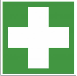 Schild Erste Hilfe Aufkleber grün Kreuz Rettungszeichen 15x15cm DIN ASR ISO 7010