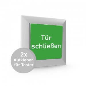 2 Stück Aufkleber für Taster Tür Schalter "Tür schließen" 52x52mm Folie grün made by MBS-SIGNS in Germany