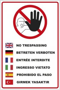 Aufkleber "Betreten verboten" Mehrsprachig Schild Hinweis Warn Verbot 20x30cm