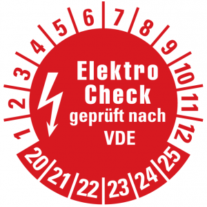 100x Prüfplakette "Elektro Check | 20-25" e-Check Etikett Aufkleber,rot | Ø 20mm