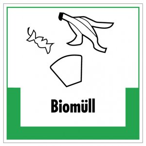 Aufkleber Abfallkennzeichnung "Biomüll" Recycling Schild Folie, grün | 5-40cm