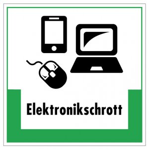 Aufkleber Abfallkennzeichnung "Elektronikschrott" Schild Folie, grün | 5-40cm