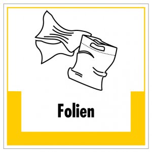 Aufkleber Abfallkennzeichnung "Folien" Recyling Schild Folie, gelb | 5-40cm