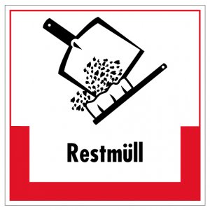 Aufkleber Abfallkennzeichnung "Restmüll" Recycling Schild Folie, rot | 5-40cm